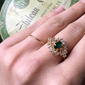 Vintage Emerald Cocktail Ring (size 7)